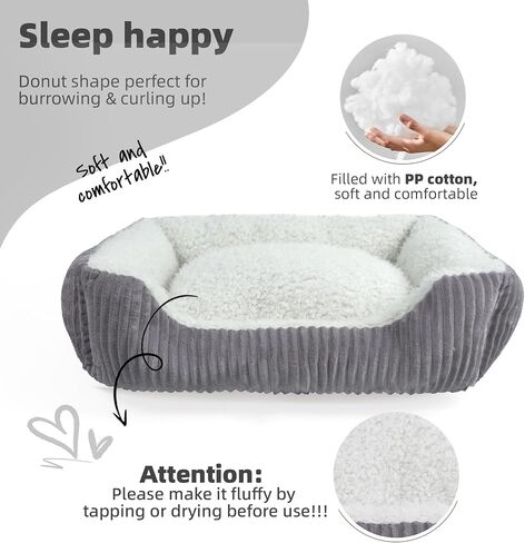 YUNIQUE Large Dog Bed - Plush Corduroy, Anti-Slip Bottom, Soft and Cozy for Dogs (Grey, Small) in Saudi Arabia