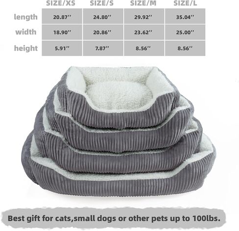 YUNIQUE Large Dog Bed - Plush Corduroy, Anti-Slip Bottom, Soft and Cozy for Dogs (Grey, Small) in Saudi Arabia