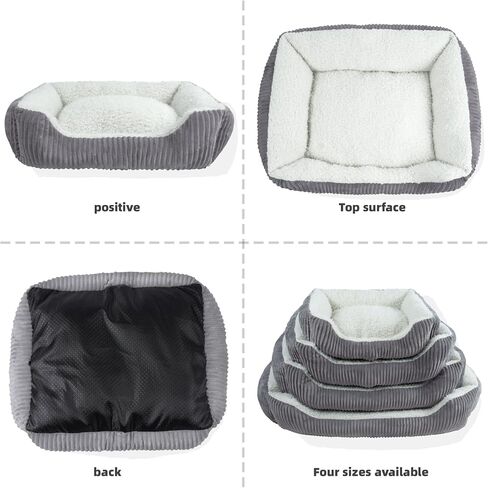 YUNIQUE Large Dog Bed - Plush Corduroy, Anti-Slip Bottom, Soft and Cozy for Dogs (Grey, Small) in Saudi Arabia
