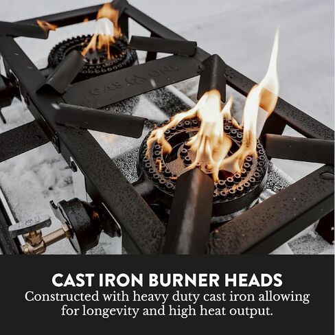GasOne High Pressure Single Propane Burner - Outdoor Cooking with Heat Shield and Guard, Steel Braided Hose – Propane Burner Head for Camping, Tailgating, Home Brewing - Patent Pending in Saudi Arabia