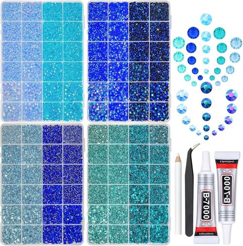 8 Color 2-6mm Blue Jelly Resin Rhinestones w B7000 Jewelry Glue for Bedazzling Crafting Flatback Stones Gems Diamonds for Nails Face Eyes Makeup Tumblers Bottles DIY Crafts Clothes Shoes Phones in Kuwait
