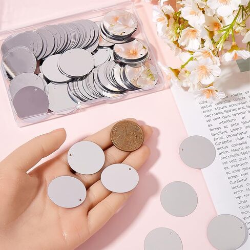 SUNNYCLUE 1 Box 80G Sequin Paillettes Silver Flat Round Sequins Bulk 30mm Plastic PVC Iridescent Applique Art Glitters Loose Hole Embellishment Sequin for Sewing Craft DIY Embroidery Ornament Supplies in Saudi Arabia