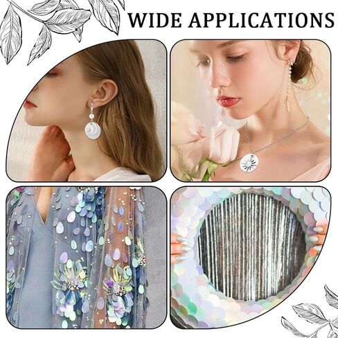 SUNNYCLUE 1 Box 80G Sequin Paillettes Silver Flat Round Sequins Bulk 30mm Plastic PVC Iridescent Applique Art Glitters Loose Hole Embellishment Sequin for Sewing Craft DIY Embroidery Ornament Supplies in Saudi Arabia