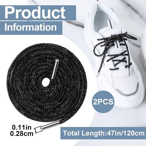 2pcs Glitter Rhinestone String, Sparkly Crystal Hoodie Drawstring, Bling Round Rhinestones Rope Replacement for Hoodies Sweatpants Shorts Shoes Bags Accessories- White in Saudi Arabia