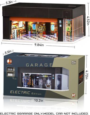 1/64 Scale Diecast Display Case for Hot Wheel Storage with LED Lights, Stackable Electric Garage with Voice Control, 3 Replaceable 3D Scenes Parking Lot Diorama for Model Cars (Brown) in Saudi Arabia