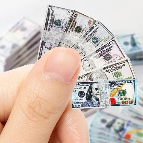 600PCS 1:12 Dollhouse Miniature Dollar Bills Set, Old Tiny Mixed Denominations Money for Doll House, New in Kuwait