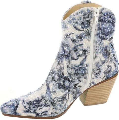 Betsey Johnson Women's Diva Western Boot, Blue Floral, 10 in Saudi Arabia