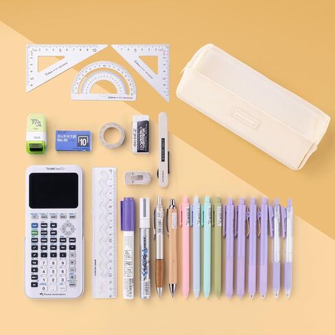 ANGOOBABY Mesh Pencil Bag Clear pencil case Zipper Pouch Bags Multifunctional Pencil Holder for Students, Small Makeup Bag Suitable for Teen Girls & Boys（Beige） in Saudi Arabia