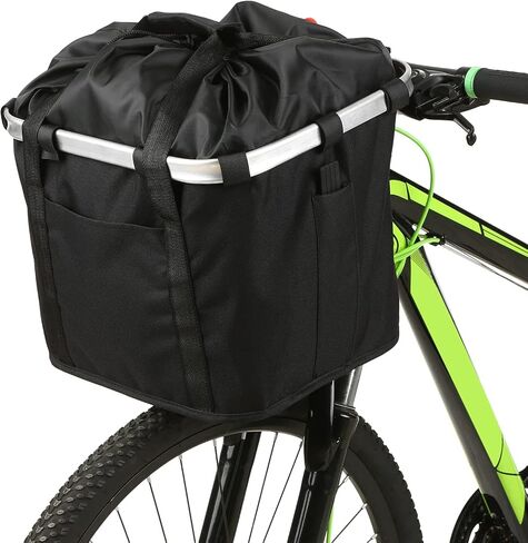 Detachable Bike Basket, Dog Cat Bicycle Handlebar Front Bag Pet Carrier with 5 FT Dog Leash for Cycling, Shopping, Picnic, and Outdoor (Black 1) in Saudi Arabia