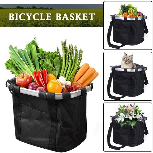 Detachable Bike Basket, Dog Cat Bicycle Handlebar Front Bag Pet Carrier with 5 FT Dog Leash for Cycling, Shopping, Picnic, and Outdoor (Black 1) in Saudi Arabia