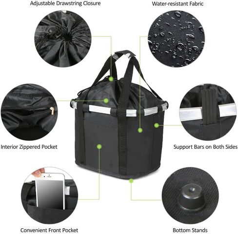Detachable Bike Basket, Dog Cat Bicycle Handlebar Front Bag Pet Carrier with 5 FT Dog Leash for Cycling, Shopping, Picnic, and Outdoor (Black 1) in Saudi Arabia
