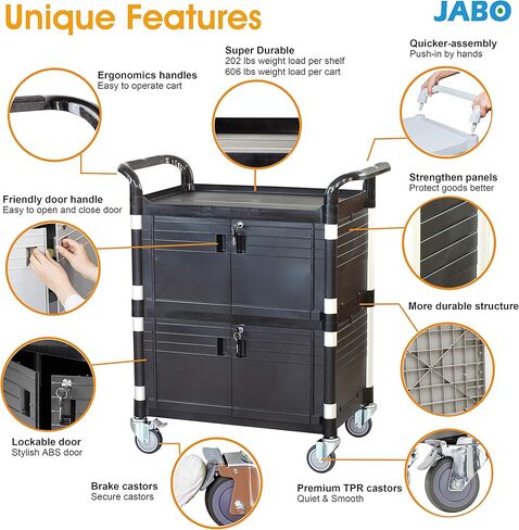 Jaboequip 3 Tier Huffy Utility Cart ، عربة طبية قابلة للقفل ، 606 رطلاً. in Kuwait