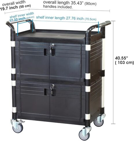 Jaboequip 3 Tier Huffy Utility Cart ، عربة طبية قابلة للقفل ، 606 رطلاً. in Kuwait