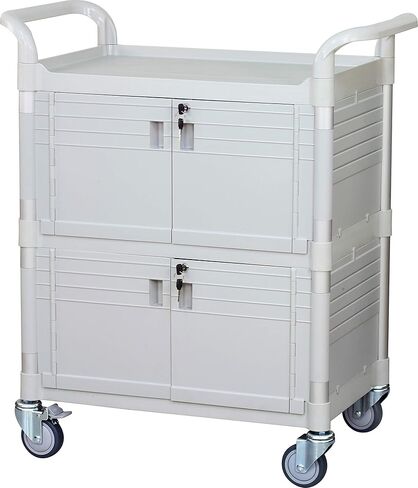 JaboEquip 3 Tier Heavy Duty Utility Cart, Lockable Medical Cart, 606 lbs Load for Lab, Hospital, Office, JB-3KD1, Black in Saudi Arabia