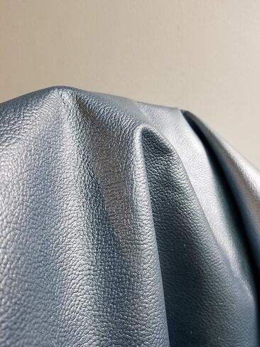 NAT Leathers Blue Silver Pearlized Metallic (Bluelight) Embossed Pebblegrain 3 Oz Semi Firm Upholstery Craft Cowhide Genuine Leather Hide Skin Square Feet (20-25 sq.ft.) in Kuwait