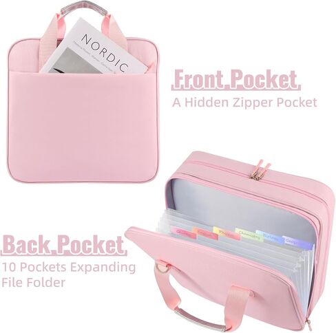 Zipper Binder 3 Ring with Shoulder Strap, 2 Inch O-Rings, 500-Sheet Capacity, Binder Bag with Expanding File Folder & Multi-Pockets, Trapper Keeper fits for 13 Inch Laptop (Purple) in Kuwait