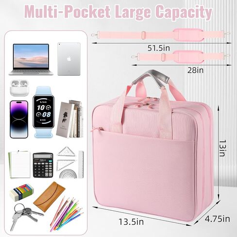 Zipper Binder 3 Ring with Shoulder Strap, 2 Inch O-Rings, 500-Sheet Capacity, Binder Bag with Expanding File Folder & Multi-Pockets, Trapper Keeper fits for 13 Inch Laptop (Purple) in Kuwait