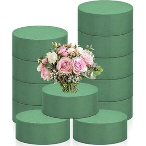 12 Pcs Round Floral Foam,Green Wet Dry Flower Foam Blocks,Florist Plant Foam Block for Artificial Flowers,DIY Craft,Wedding,Party Decoration,Flower Arrangements