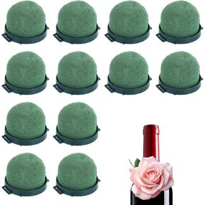 12pcs Flower Foam Ball Holder, Mini Floral Foam Block Small Round Florist Arrangements Artificial Flower Wedding Party Decorations Wine Bottle Decor (Green)