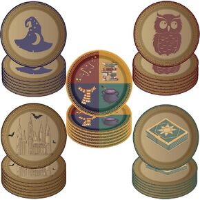 50 Pcs Magical Wizard School Party Paper Plates 7 inch Disposable Wizard Birthday Dessert Plates