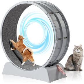VINGLI Cat Wheel, Cat Treadmill with Carpeted Runway, Cats Running Wheel for Daily Exercise and Weight Loss, Gray