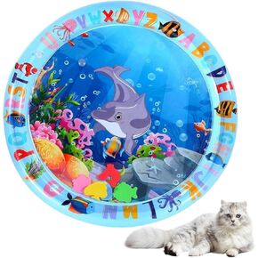Cat Water Bed Play Mat, 2025 New Thickened Water Sensor Play Mat, Interactive Water Sensory Playmat Cool Comfort Inflatable Water Mat for Bored Indoor Cats(23 in)