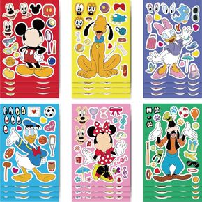 Make-a-face Stickers Sheets Make Your Own Stickers,Mixed & Matched with 8 Designed Characters(3 of Each) for Party Favors Supplies, Reward, Decor, Gift Idea