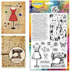 CHGCRAFT Sewing Thread Numbers Clear Stamp Custom Silicone Clear Stamps Measuring Tool Shape Stamps for DIY Scrapbooking Photo Album Decorative Cards Making, Ruler, 6.3X 4.33x 0.12inch