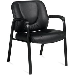 Offices To Go Leather Guest Office Chair Overall Dimensions: 24.5" W X 27" D X 33.5" H Seat Size: 21.5" W X 18.5" D Back Size: 21.5" W X 16" H Arm Height: 9" - Black Leather