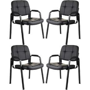 CLATINA Waiting Room Office Guest Chair with Padded Arms, Reception Meeting Conference Waiting Room Lobby Home Desk Big and Tall Executive Office Chair, Black (4 Pack)