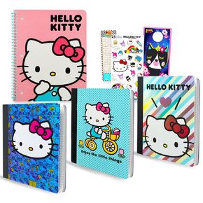 SANRIO Hello Kitty School Supplies - Bundle with 4 Composition & Spiral Notebooks, Stickers, Bookmark, More | Back to School Supplies Set for Kids