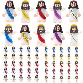 50 Pack Little Jesus Figures, Mini Jesus Figurines in Bulk, Small Jesus Loves You Figures, Miniature Jesus Resin to Hide, Pocket Gifts for Christmas and Easter Day