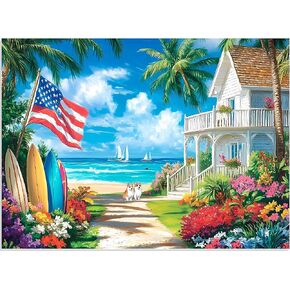 500 Pieces Puzzle for Adults, Beach Dog Flower Puzzle, Recycled Cardboard Jigsaw Puzzles 500 Pieces, Challenging Puzzles Game Home Art Decor Birthday Party Gift Toy for Teens Seniors 20.5 * 15 inch in Kuwait