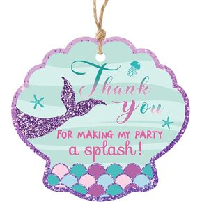 50Pcs Mermaid Thank You Tags with String - Mermaid Personalized Birthday Tags Thank You for Making My Party A Splash Paper Tag for Gift Wrapping, Birthday Decoration, Baby Shower Party Favors