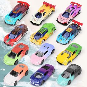 12 PCS COLL DELLE CARS TOY FOR KID BATHOW POUN TOYS ، 2 Model 1:64 SCALE METICTIONS تحت عنوان الحفلات ، حقيبة Goodie Face للأطفال من سن 4 إلى 8 أولاد مضحكة للأطفال