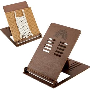 PH PandaHall Desk Macrame Stand Wooden Macrame Kit Foldable Macrame Holder Adjustable Macrame Stand Portable Macrame Rack for Knnitting Room Beading DIY Handicrafts 10.8x8.8.5 Inch, Brown