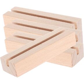 Rustic Wooden Photo Base for Calendar and Cards 4pcs Set Desk Stand Versatile Slot