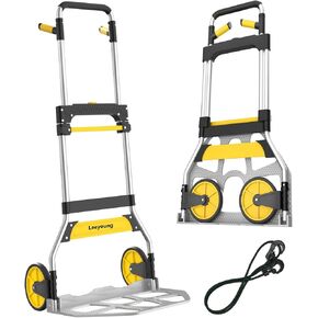 Aluminum Folding Hand Truck 309lb Capacity - Collapsible Dolly Cart with 47.3" Adjustable Handle, TPR Wheels & Portable Hand Truck Design, 11lbs Lightweight Storage Solution (No Assembly)