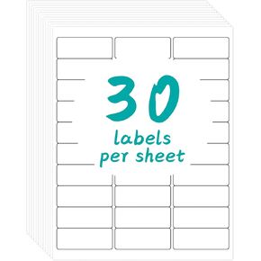 CATIFLIN 1" x 2-5/8" Address Labels 1500 White Stickers, 30 Per Sheet, 50 Sheets Printable Paper for Laser Inkjet Printers, Adhesive Mailing Shipping Return Barcode Label