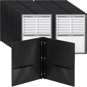 Mr. Pen- Black Plastic Folders with Pockets and Prongs, 24 Pack, Letter Size, Black Flexible Plastic Folders with Prongs, Clear Front Pocket and Card Slot