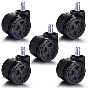 GTRACING Office Chair Casters, Set of 5, Swivel, Multi-Surface, Nylon, TPU, 2 Inch, Stem Mount, Smooth Gliding, Easy Installation