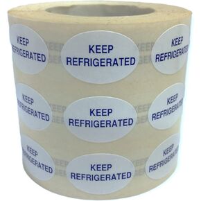 Small 1/2x3/4 inch Oval Keep Refrigerated Labels Food Packaging Warning Adhesive Stickers 1000 Pcs