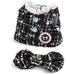 Doll Clothing Set,Tweed Dress for 17cm Dolls(No Doll), Luxury Chic Style Set Accessories Cute Princess Kawaii Outfits Black Crown
