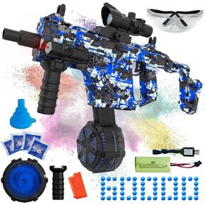 Electric Gel Ball Blaster, High Speed Automatic Splatter Ball Blaster with 40000+ and Goggles, JIFTOK Rechargeable Splatter Ball Toys for Outdoor Activities Shooting Game Party Favors-Blue V