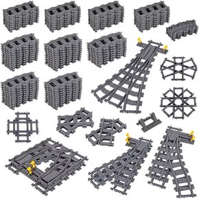 Toy Train Track Expansion Set, Building Blocks Toy for Boys & Girls, Freely Connect & Build, Includes 114 Track Pieces, Compatible with All Major Train Brands, DIY Kit