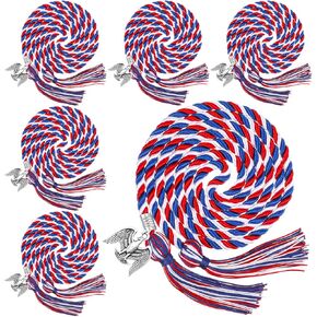 Landical 6 PCS Eagle Scout Honor الحبال 67 بوصة التخرج الطويل مضفر من الأسلاك الشرابة الشرف لزخارف التخرج ، والأزرق والأزرق الأحمر والأبيض