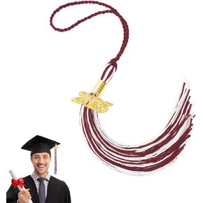 2025 Tassel Graduation, Graduation Tassel 2025 Cap Tassels Maroon White Tassels with 2025 Gold Charm for Graduate Party Decoration Ceremonies Accessories