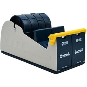 WOD TTD4SD Tabletop Multi -Roll Steel Desktop Dofenser ، الأزرق والرمادي - يتناسب شريط يصل إلى 4 بوصات ، ويحمل قاعدة مطاطية مرجحة 3 بوصة للاستقرار