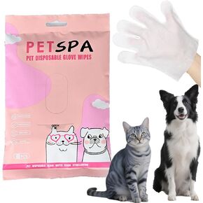 Pet Glove Wipes for Dogs and Cats, Extra Thick Dog Wipes Cleaning Deodorizing, Rinse Free Cleaning Gloves Dog Washing Gloves, Cat Gloves for Grooming for Pet Dry Cleaning, Daily Care and Travel 6 Pcs
