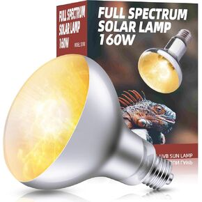 160W Reptile Heat Lamp Bulb Full Spectrum UVA UVB Reptile Light, Sun Lamp Basking Light for Bearded Dragon, Mercury Vapor Bulb for Reptiles and Amphibians